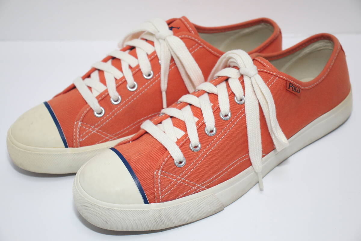 ポロ ラルフローレン キャンバス スニーカー◆27cm◆US9D◆◆デッキシューズ◆POLO RALPH LAUREN◆オレンジ◆USA購入拍卖
