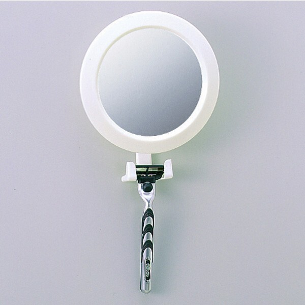 鏡 吸盤 取り付け 角度調整 調節 円形 丸型 ウォールミラー シェーバーフック付き 顔そり 顔剃り かみそり 剃刀 シェービング拍卖
