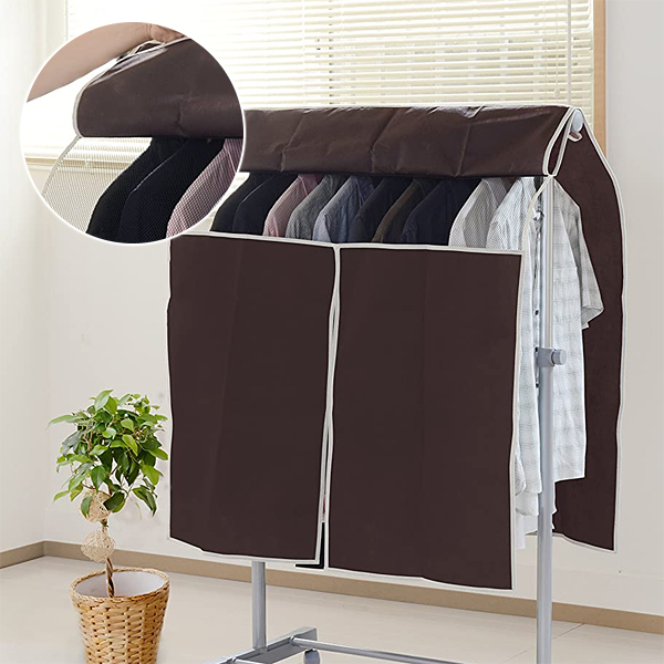 ハンガーラックカバー カバーのみ 目隠し ホコリよけ 埃 汚れ防止 日焼け対策 窓部分 メッシュ 中身が見える 収納袋 洋服掛け 224402拍卖