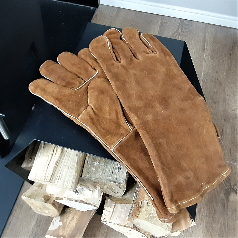 グローブ 手袋 薪ストーブ用 暖炉用 牛皮 レザー 本革 耐熱 茶色 ブラウン キッチングローブ 台所 作業用 工具拍卖