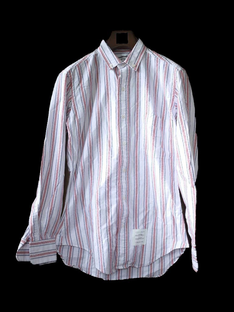 【送料込】THOM BROWNE トムブラウン Oxford ストライプ 長袖 ナローカラー BD シャツ Size 0拍卖