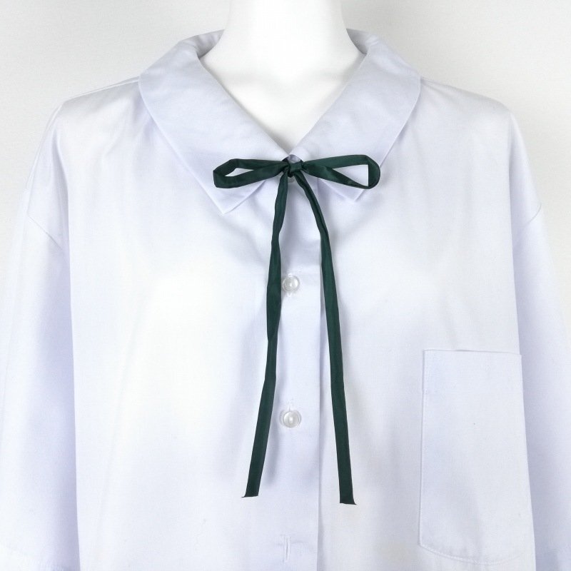 【1本】スクール 紐タイ 棒タイ 制服 無地 ナイロン 緑 中古 TAI-1-GR VI拍卖