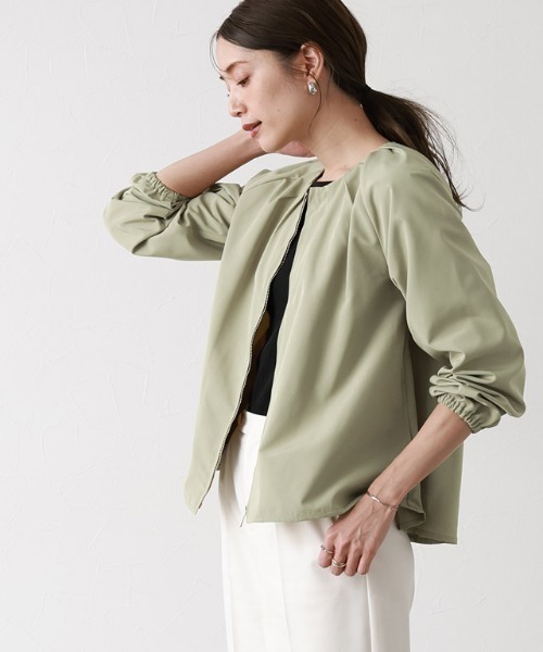 「Pierrot」 ジップアップブルゾン M ライトカーキ レディース拍卖