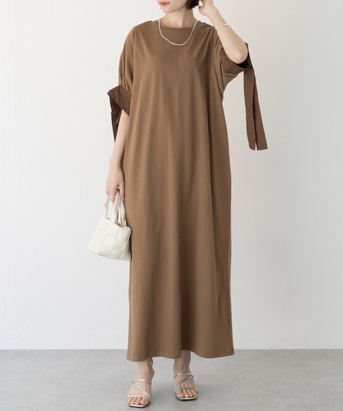 「LAVEANGE」 半袖ワンピース 3L ブラウン レディース拍卖