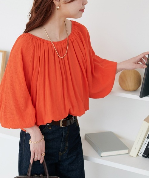 「DISCOAT」 7分袖ブラウス FREE オレンジ レディース拍卖