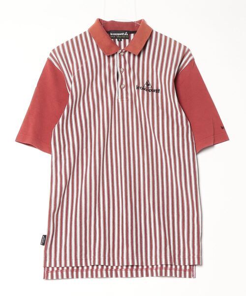 「le coq sportif」 ストライプ柄半袖ポロシャツ S ブラウン レディース拍卖