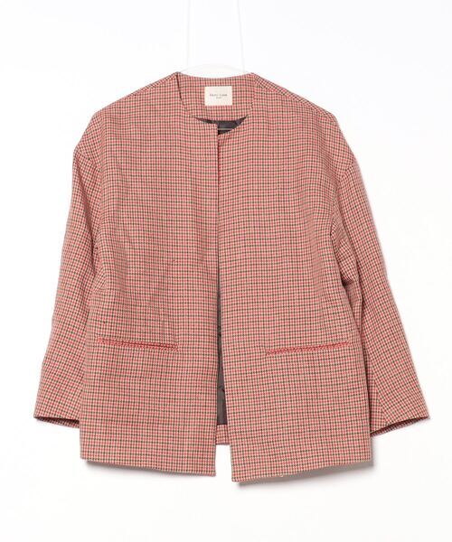 「Demi-Luxe BEAMS」 ノーカラージャケット 36 レッド レディース拍卖