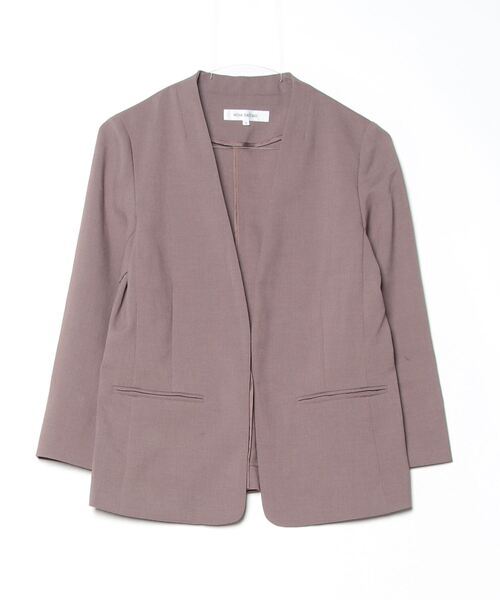 「NATURAL BEAUTY BASIC」 ノーカラージャケット SMALL ブラウン レディース拍卖