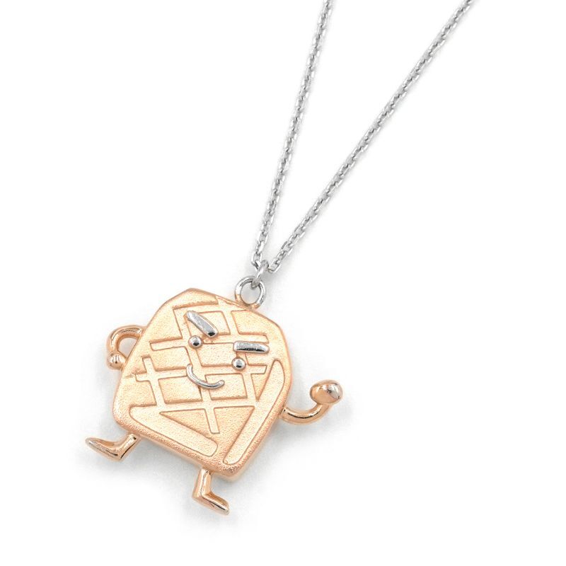 キャラクターモチーフネックレス Pt900 Pt850 PGコーティング 頭足人モチーフ デザインネックレス プラチナ 地金7.4g 中古 送料無料拍卖