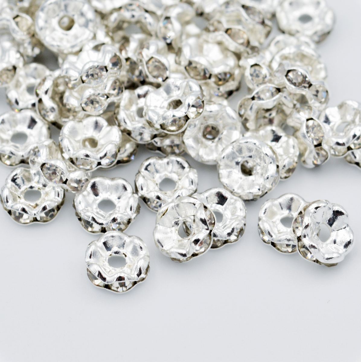 ビーズクラブ ロンデル メタルビーズ スペーサー 銀 波型 45個 6mm ブレスレット ネックレス 金具 金属ビーズ パーツ拍卖