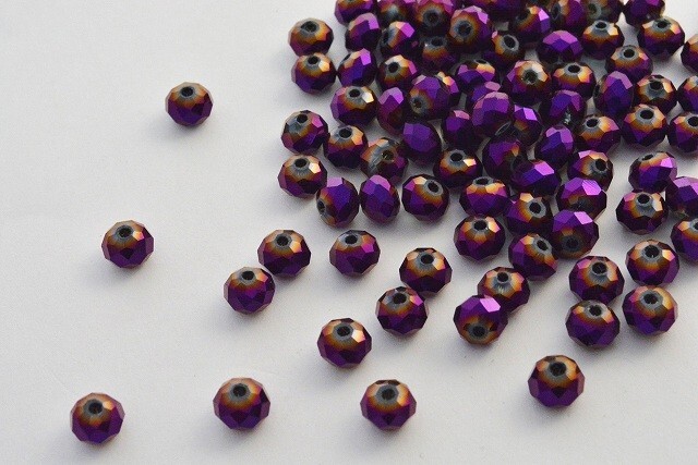 ビーズクラブ ガラスビーズ ボタンカット No.105 6mm パープル 連売り ビーズパーツ ネックレス ブレスレット拍卖