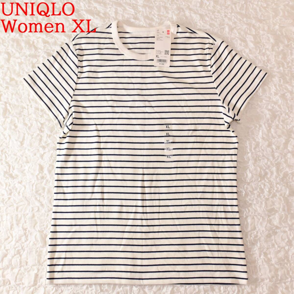 Y3 新品 Women XL ユニクロ ソフトリブ ボーダークルーT 半袖拍卖