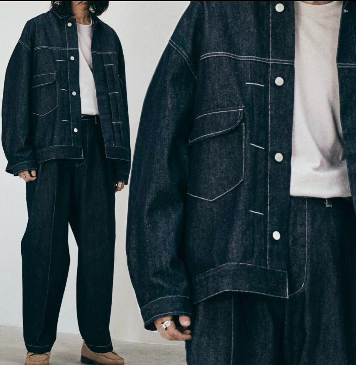 WYM!HEAVY OZ WIDE DENIM SET-UP インディゴブルー サイズS 後ろベルト留め拍卖