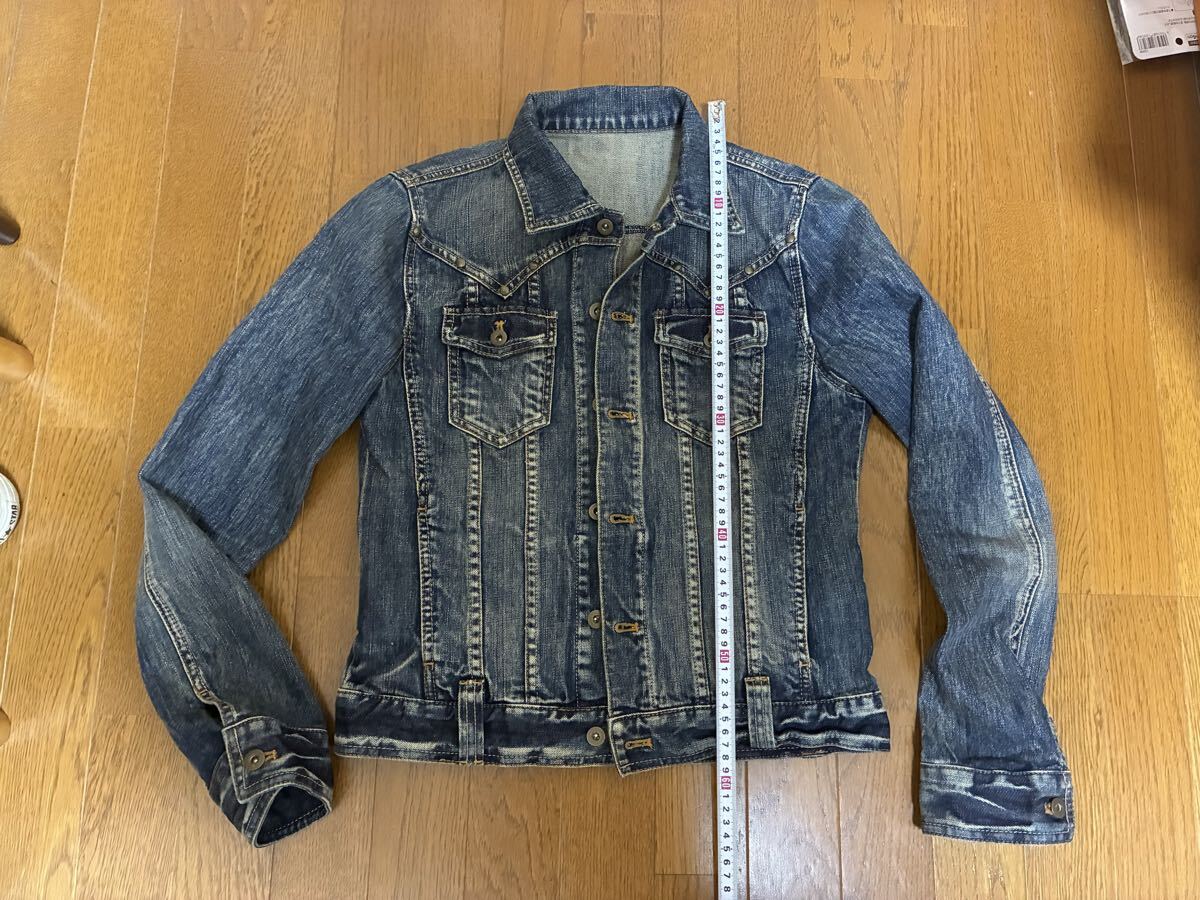 MICHEL KLEIN!デニムジャケット・サイズ46 S〜Mぐらい 綿100% 牛革パッチ拍卖