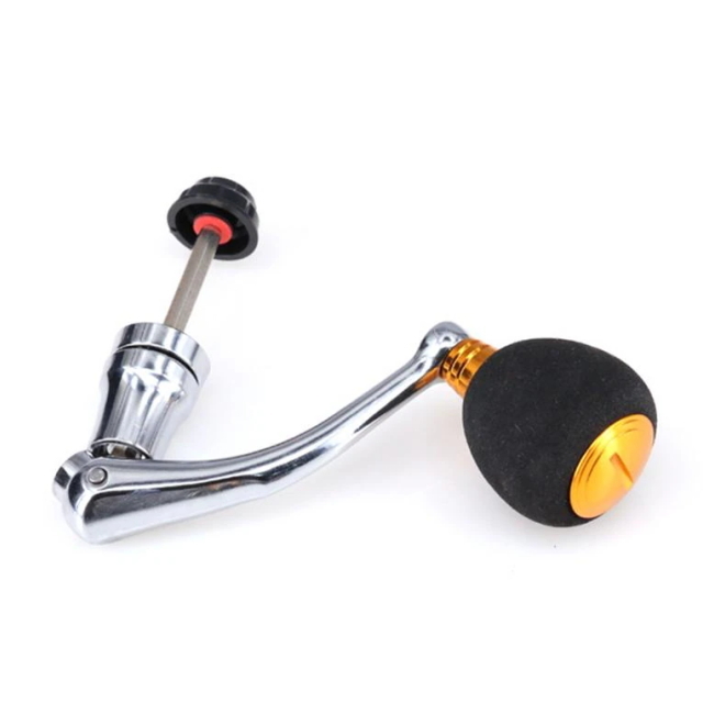 スピニングリール カスタムハンドルパーツ 《ゴールドL》 ダイワ適合 4000番~6000番 パワーハンドル ステンレス製 六角軸4.5x30mm EVAノブ拍卖