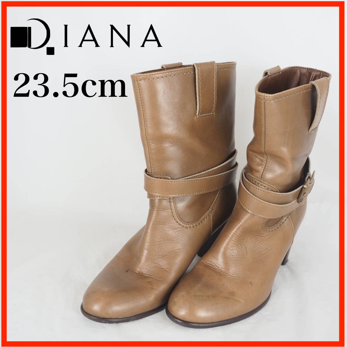 GB0526*DIANA*ダイアナ*レディースショートブーツ*23.5cm*茶拍卖