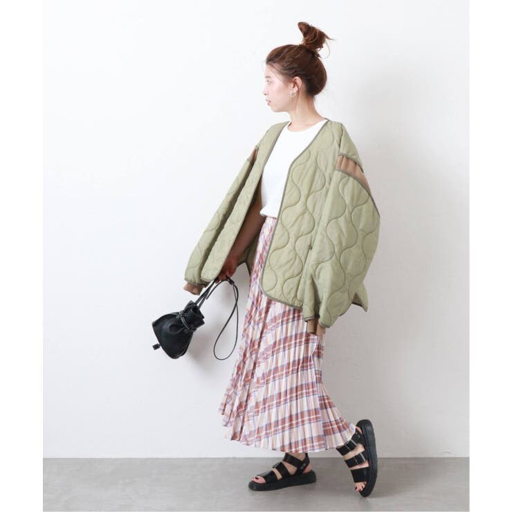 春夏物★美品★JOURNAL STANDARD tcチェックプリーツスカート 定価17,600円 ベージュ 春 夏 秋 ジャーナルスタンダード ロングスカート 拍卖