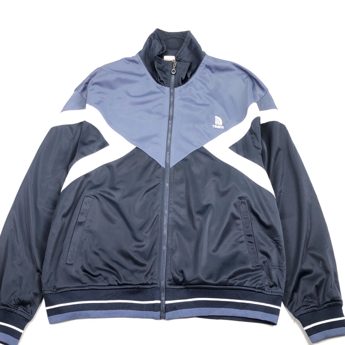 XL TIMES SPORT トラックジャケット ジャージ 古着 ネイビー×ブルーグレー×ホワイト js0211拍卖