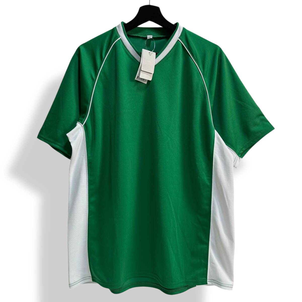 未使用【UNIQLO】00s オールドユニクロ ドライメッシュカラーブロックTシャツ グリーン 吸汗速乾 ドライ加工 デッドストック拍卖