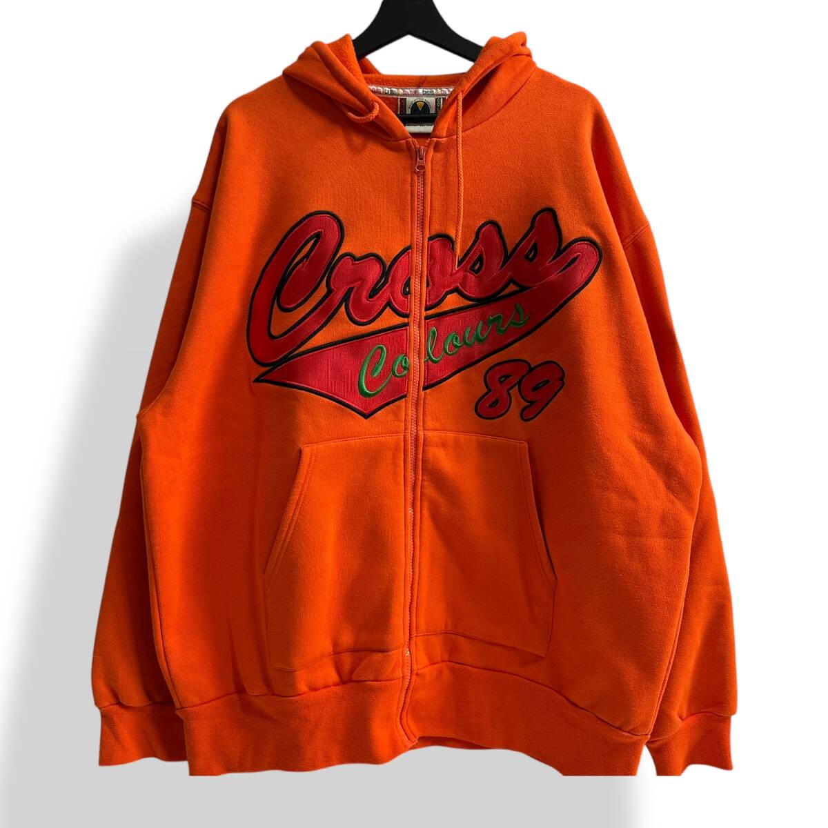 レア【CROSS COLOURS】フルジップパーカー フーディー 90s クロスカラーズ HIPHOP Y2K レゲエ オレンジ ヒップホップ B系ファッション拍卖