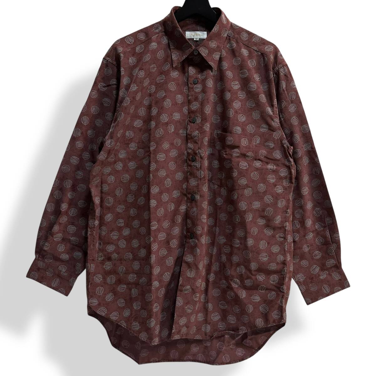 秀逸 レア【SIENA UOMO】VINTAGE 80s 90s 総柄 サテン アート ビンテージシャツ 古着ミックス オーバーサイズ 日本製拍卖