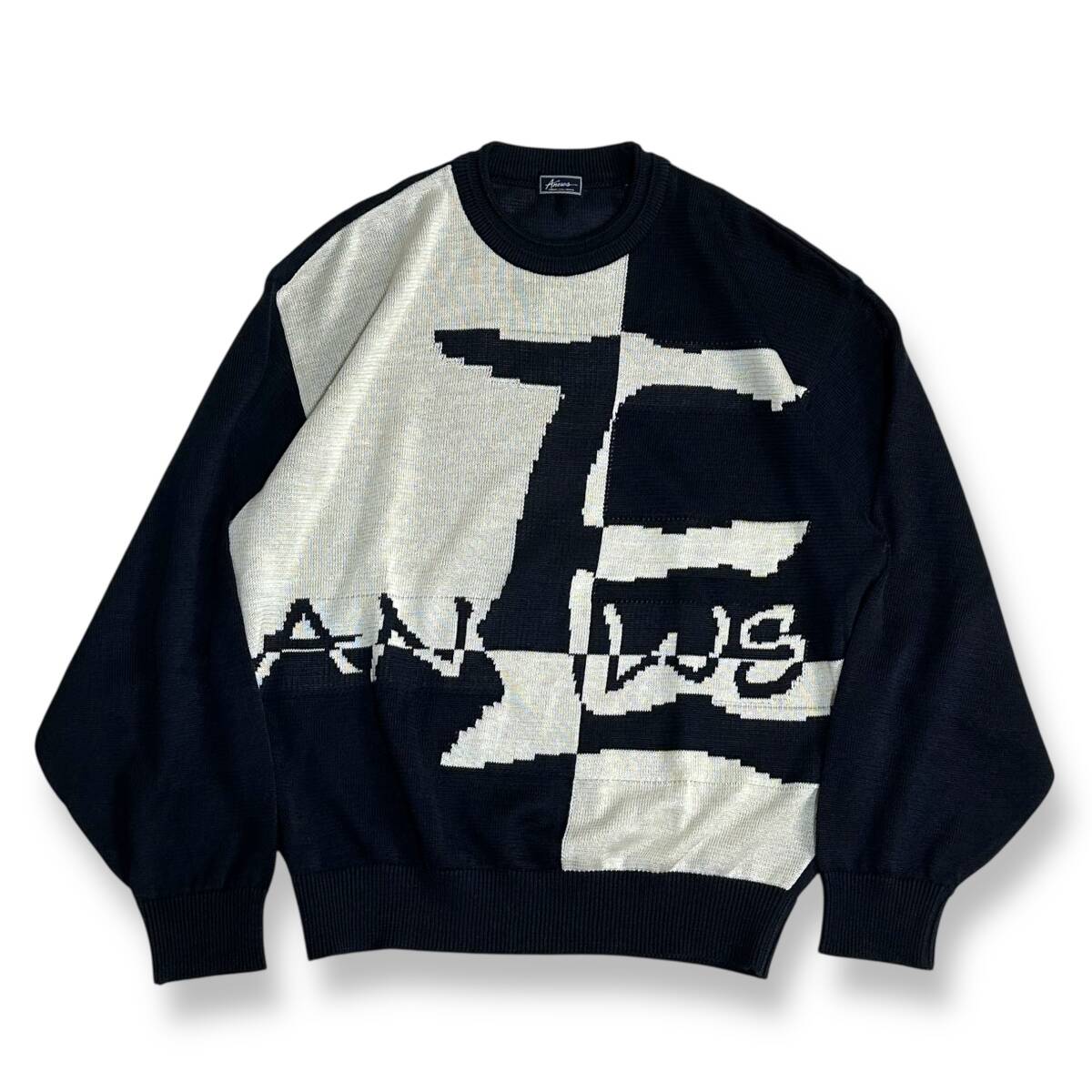 レア 秀逸【Anews】VINTAGE 90s シルク混紡 レトロビンテージクルーネックニット ライカ RAIKA オールド 古着拍卖