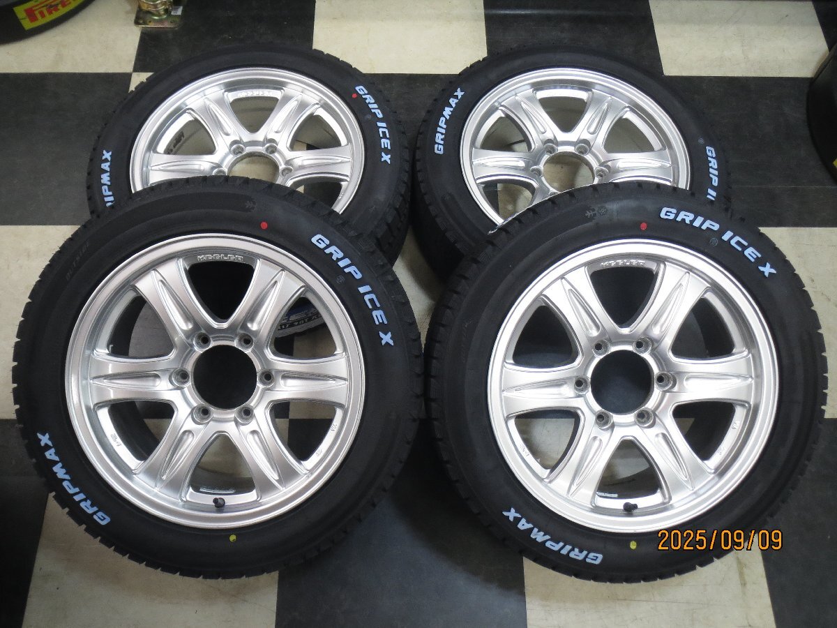 weds KEELER 17インチ キーラー ハイエース 7.5J +30 6H139.7 中古 24年製 スタッドレス GRIPMAX ICEX 215/55R17 新品 ホワイトレター拍卖