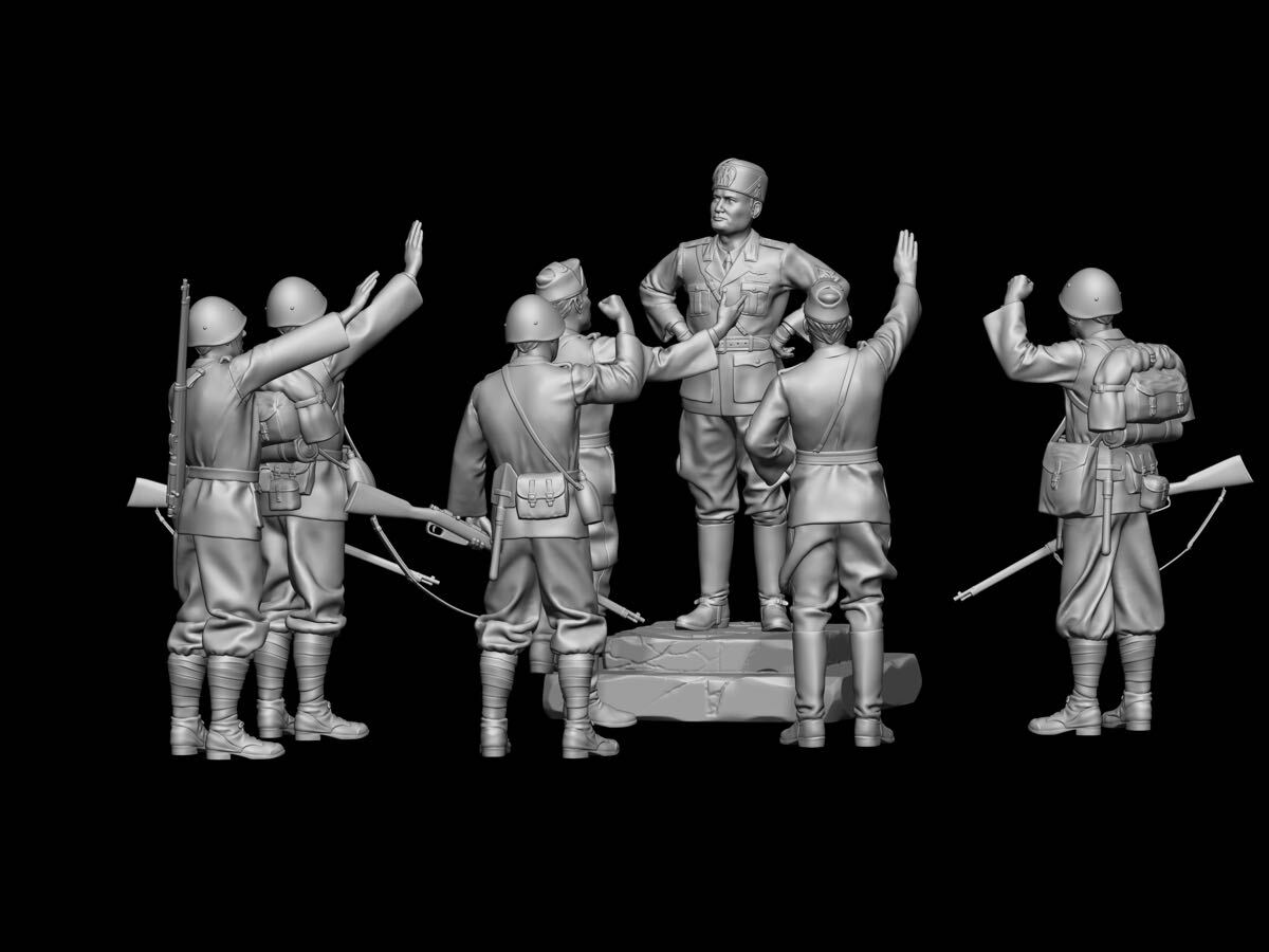 1/35 レジンキット WW2イタリア軍 演説中の大統領ムッソリーニ 兵士フィギュア7体 250831拍卖