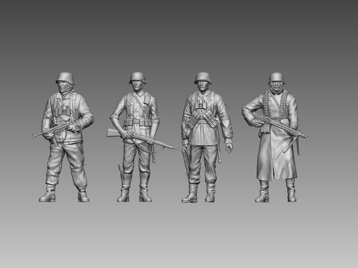 1/35 レジンキット 未塗装 WW2 ドイツ軍 兵士フィギュア4体 250829拍卖