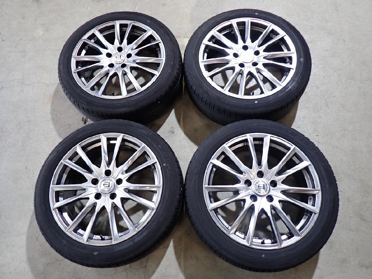 YS20725【送料無料215/50R18】ギャラン グランディスなどに ダンロップ 中古夏タイヤアルミセット▼18×7.5J 114.3/5H ET38▼拍卖