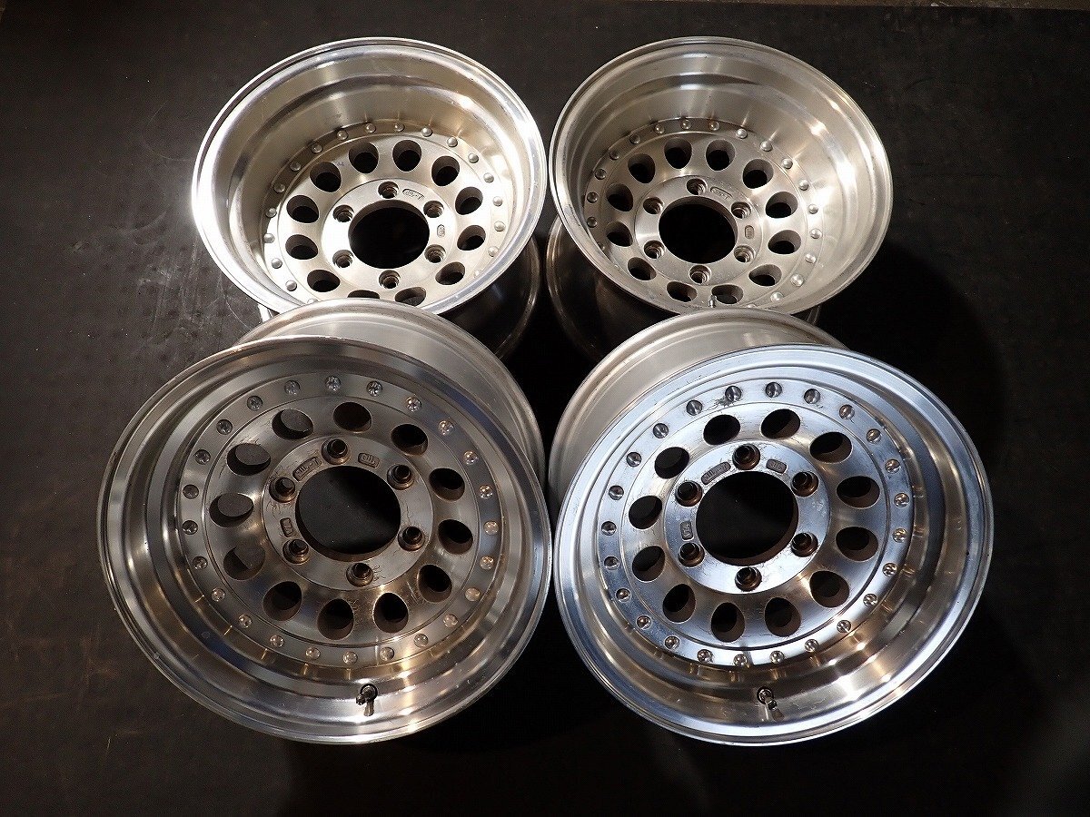 RK11928【送料無料15インチ】4本 ブリヂストン レンコンホイール 中古ホイール ▼15×7J 8.5J 139.7/6H ET-33 ET-18▼拍卖