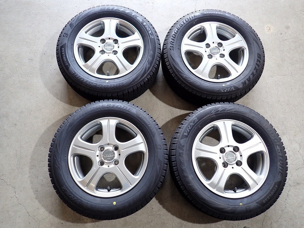 YS21185【送料無料185/65R14】モビリオ エアウェイブなどに 2022年製 BS VRX2 中古スタッドレス ★14×5.5J 100/4H ET45★拍卖