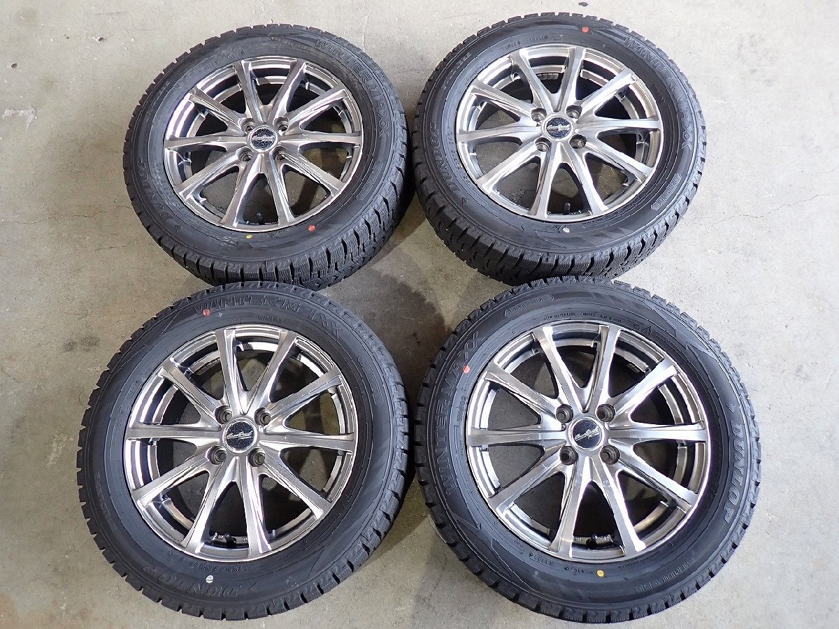 YS21222【送料無料185/60R15】フィット シャトル グレイスなどに ダンロップ 中古スタッドレスセット ■15×5.5J 100/4H ET50■拍卖