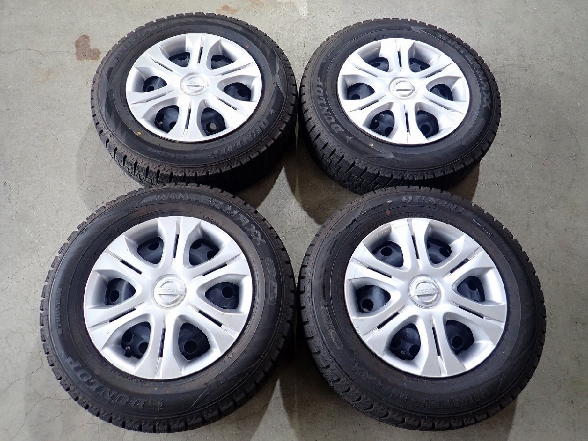 YS21590【送料無料185/70R14】ニッサン純正スチール ノート ティーダなどへ 中古スタッドレスセット ★14×5.5J 100/4H ET約45★拍卖