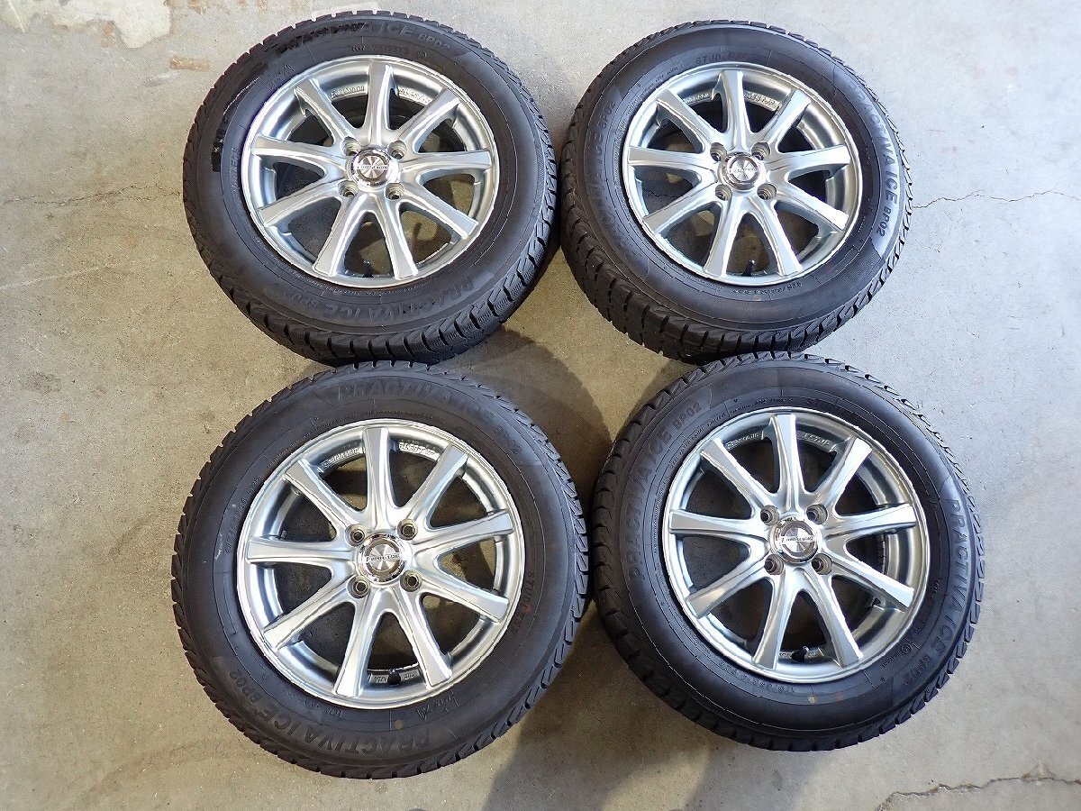 YS21610【送料無料175/65R14】パッソ フィット キューブ ノートなどに 2022年製 中古スタッドレスセット ★14×5.5J 100/4H ET45★拍卖