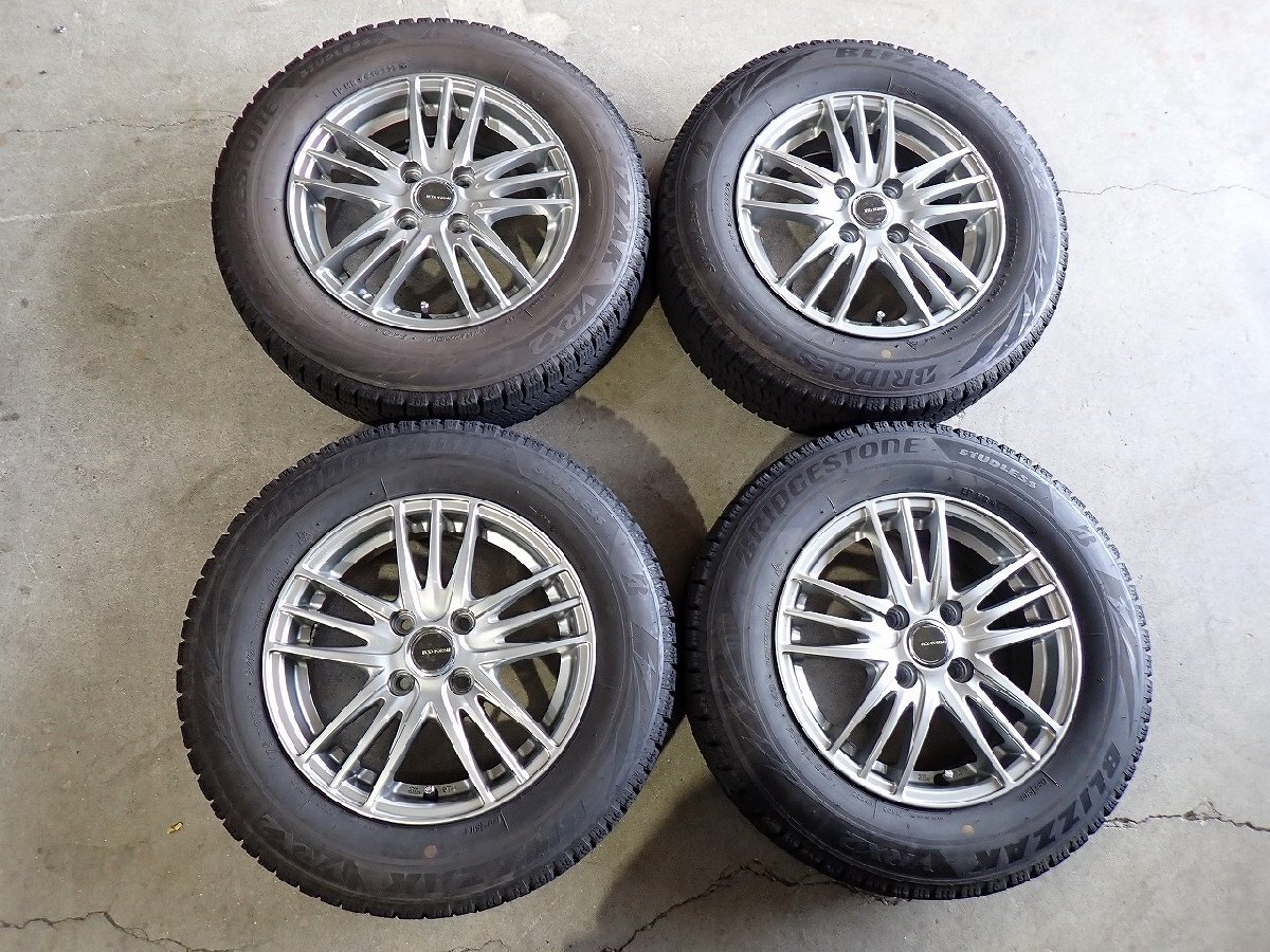 YS21606【送料無料175/70R14】ヤリス ヴィッツ Y12ウイングロードなどに ブリヂストン 中古スタッドレス ★14×5.5J 100/4H ET45★拍卖