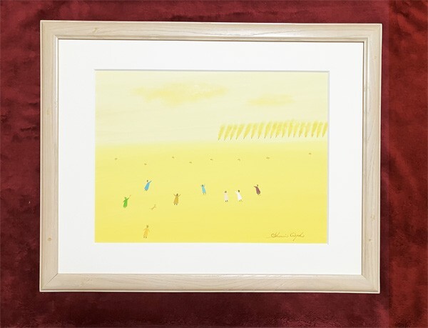 原画●真作●葉祥明●水彩 貴重肉筆画C 直筆サインあり■メルヘンアート 絵本画家 童画挿し絵■夢 風景画 春の景色■カレンダーの原画です拍卖