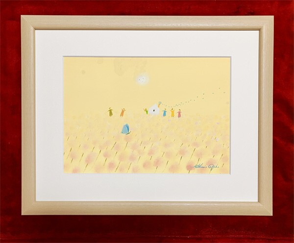 原画●真作●葉祥明●水彩 貴重肉筆画 直筆サインあり■メルヘンアート 絵本画家 童画挿し絵■夢 風景画 春の景色■カレンダーの原画です拍卖