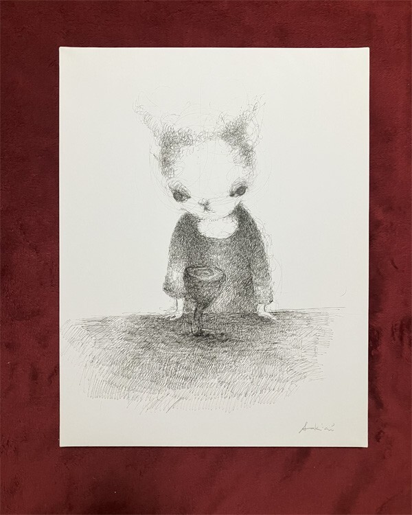 柴原幸智●真作●しばはら さきち●ペン画 肉筆原画 直筆サイン有■タイトル『ボム』2017作品■東京芸大映像研究科卒 シュールレアリスム拍卖