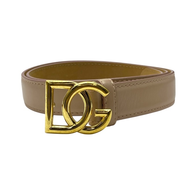 ドルチェ&ガッバーナ ドルガバ D&G BE1355 ベルト アクセサリー ロゴ レザー ベージュ ゴールドDOLCE&GABBANA拍卖