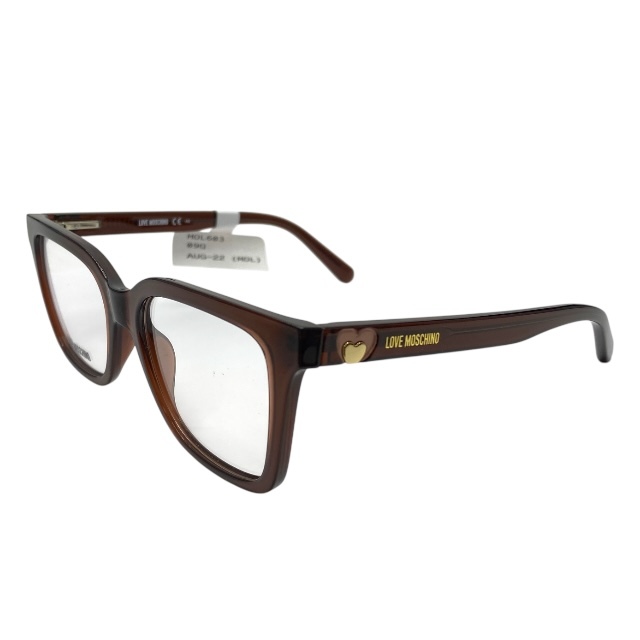 ラブモスキーノ MOL603 09Q 140 52-17 眼鏡 メガネ アイウェア スクエアフレーム ロゴ ブラウン Love Moschino拍卖