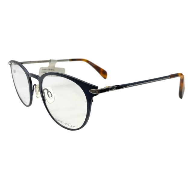 ラグ&ボーン RNB7005 E8W 145 51□21 眼鏡 メガネ アイウェア ラウンドフレーム チタン ネイビー べっ甲 メタル ロゴ Rag & Bone拍卖