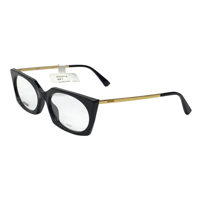 モスキーノ MOS570 807 140 54□18 眼鏡 メガネ アイウェア ラウンド オーバル ブラック アセテート ロゴ MOSCHINO拍卖