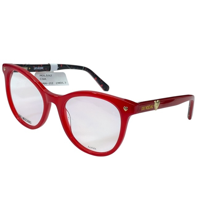 ラブモスキーノ MOL604 FMP 140 52□18 眼鏡 メガネ アイウェア キャットアイ ブラウン プラスチック ロゴ Love Moschino拍卖