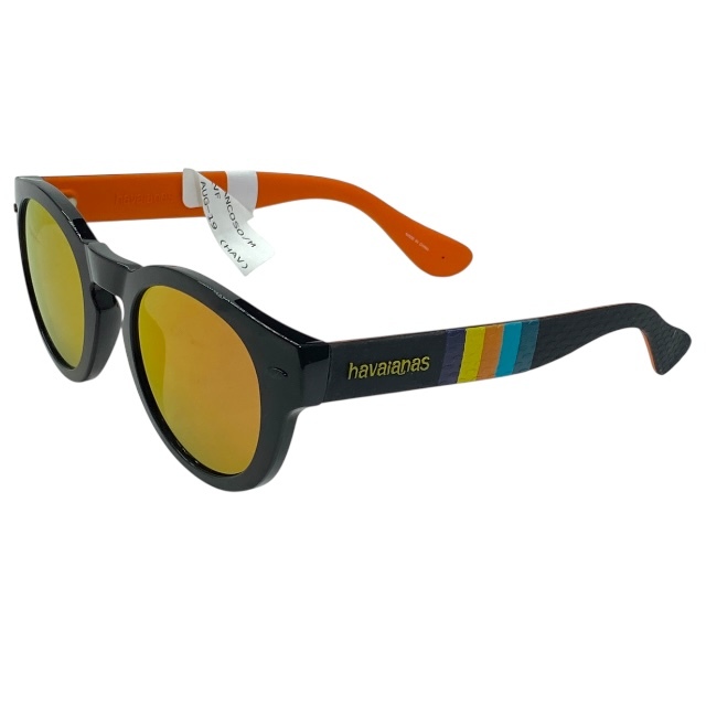 ハワイアナス TRANCOSO/M KVFUW 49□24 145 サングラス アイウェア トランコソ ラウンドフレーム ブラック オレンジ Havaianas拍卖