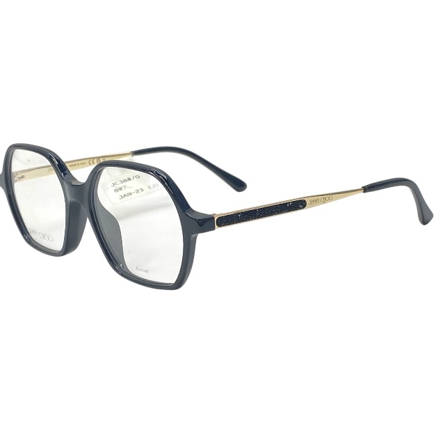 ジミーチュウ JC380/G 807 145 51□17 眼鏡 メガネ アイウェア スクエアフレーム ブラック アセテート ロゴ JIMMY CHOO拍卖