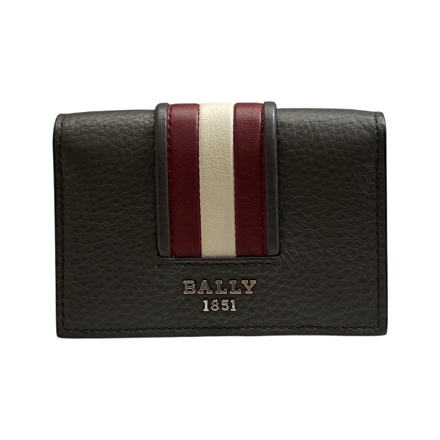 バリー カードケース カードホルダー パスケース 名刺入れ 二つ折り レザー ブラウン レッド ロゴ BALLY拍卖