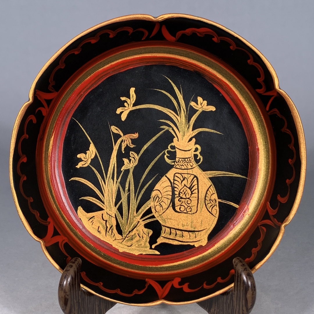 宋時代 古陶磁器 汝窯 大漆 彩絵 花卉紋 葵口洗 供御 文案 置物 擺件 時代物 古董品 骨董 旧家蔵出し 唐物 中国古玩 古美術品拍卖