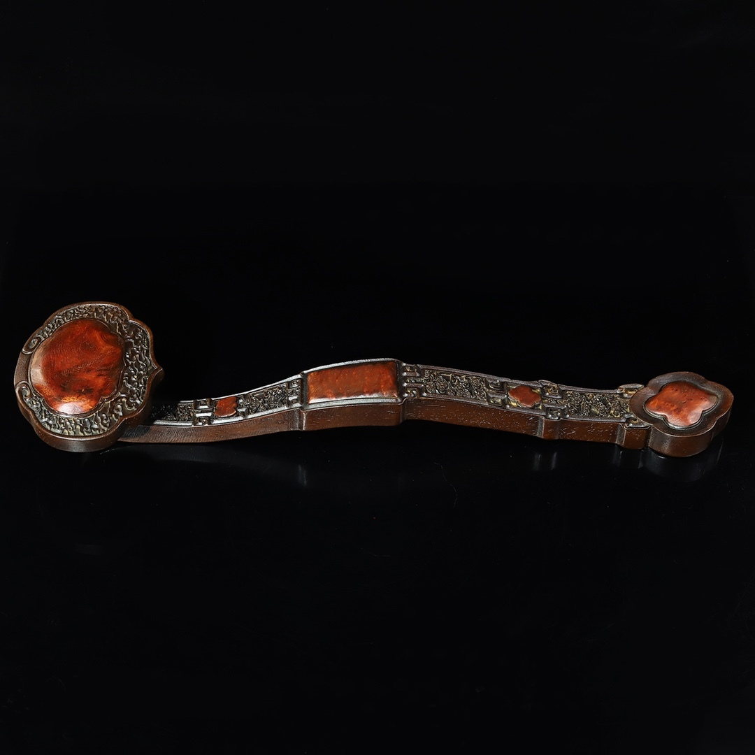 早期收集 古花梨木彫 祥雲 如意 文案置物 擺件 時代物 骨董品 旧家蔵出し 唐物 中国古玩 古美術品拍卖