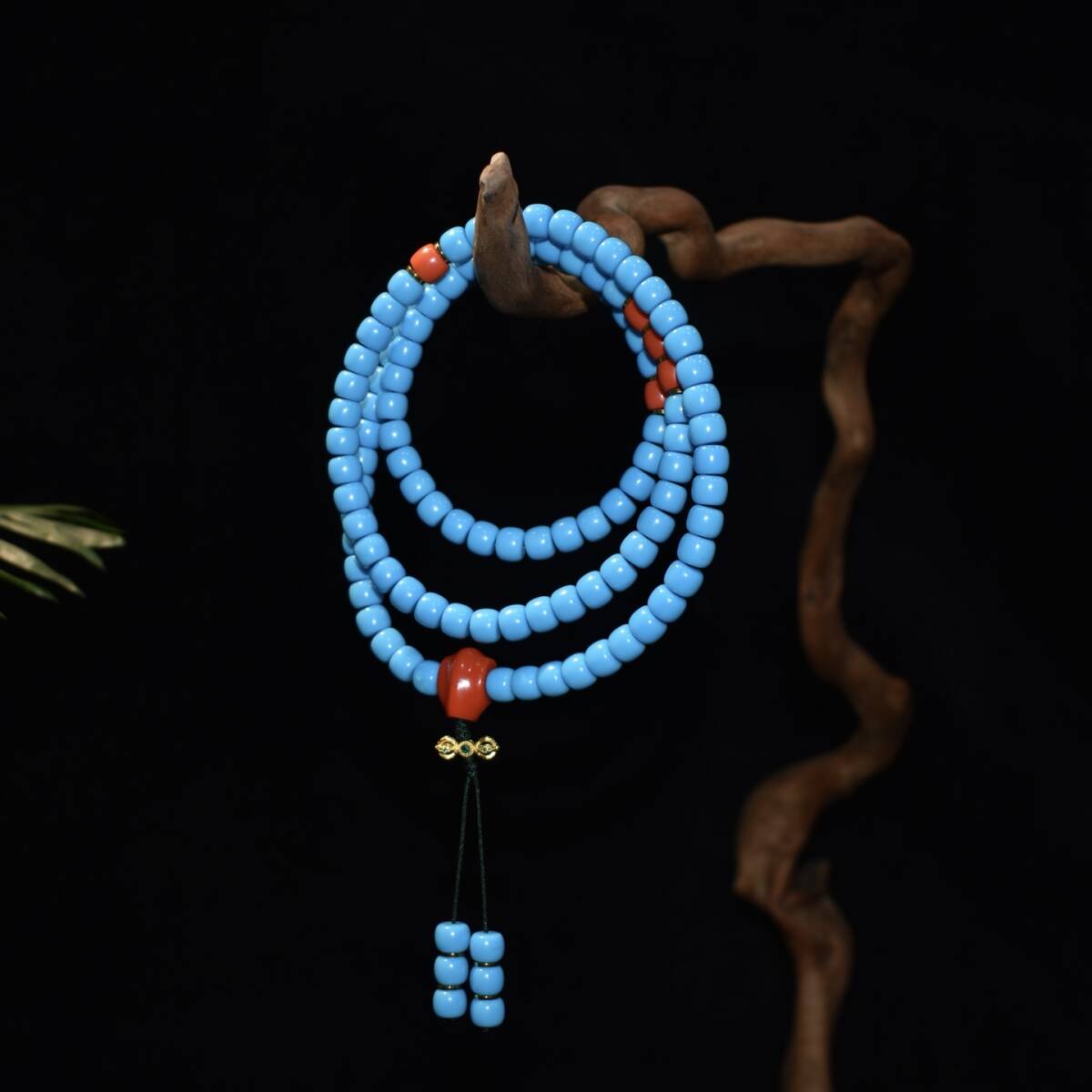 精品收藏 玉石手鏈 綠松石 108顆 項鏈 手鏈 手串 腕輪 圓珠 念珠 時代物 古董品 骨董 旧家蔵出し 唐物 中国古玩 古美術品拍卖